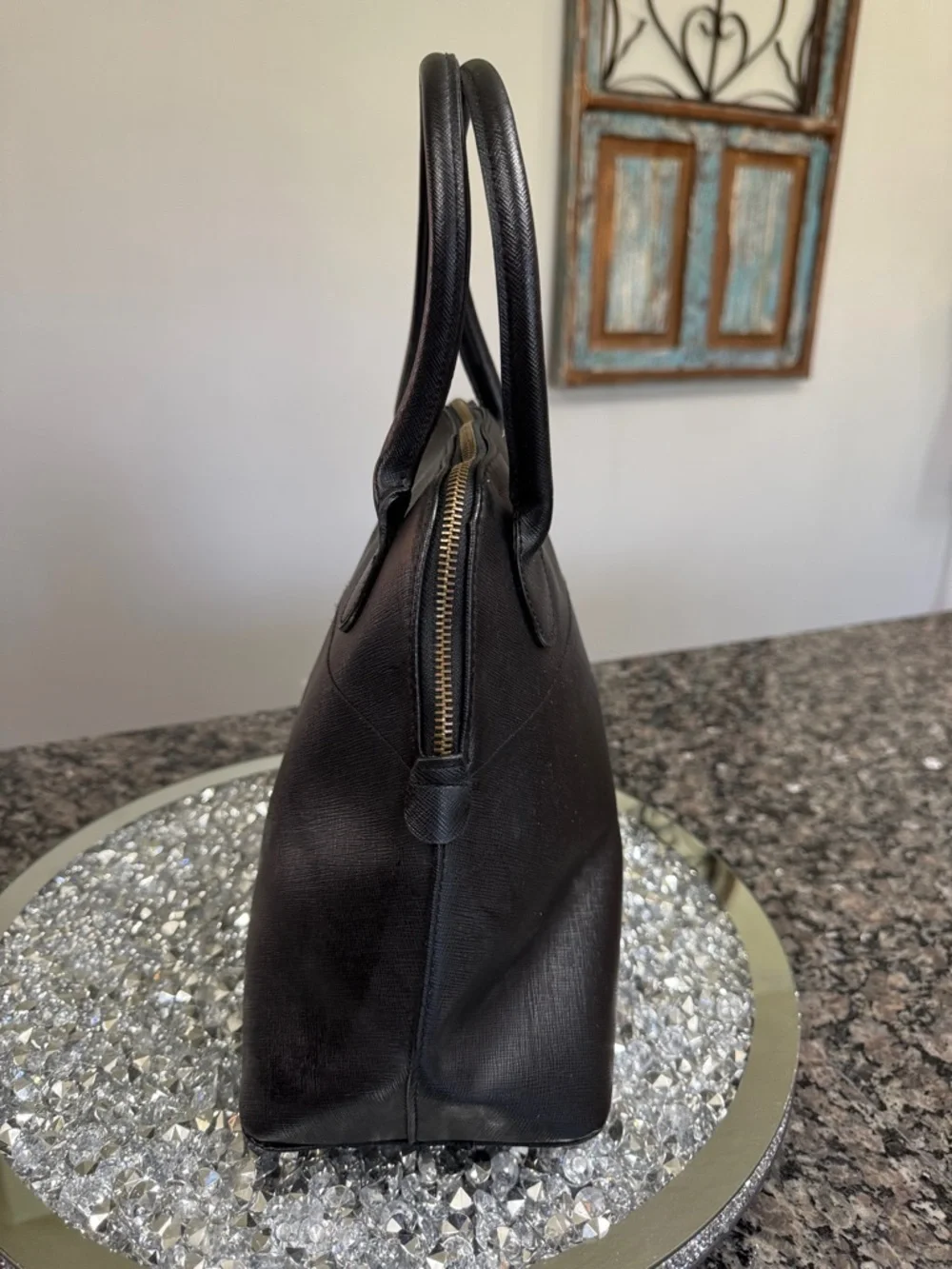 Isaac Mizrahi Black Dome Satchel Handbag